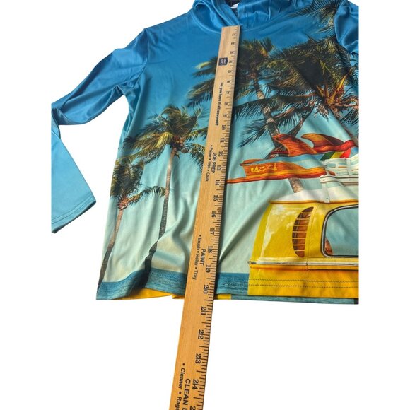 Uzzi Youth Rash Guard Hoodie M 10-12 Surf Beach Palm Tree UV Shirt - Picture 8 of 8